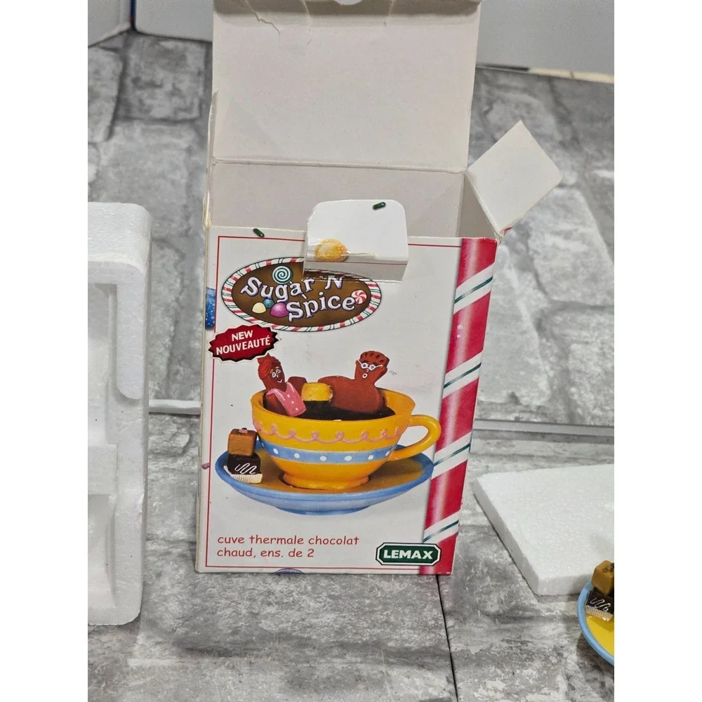 VTG Lemax Christmas Village Sugar‎ N Spice Hot Chocolate Tub Set #43428 With Box